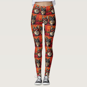 Finsk lapphund med hjärter rosor Alla hjärtans dag Leggings