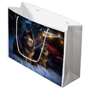 Finsk Lapphund Snöig släde juldekoration