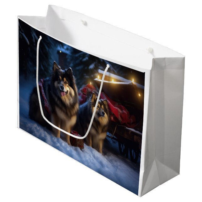 Finsk Lapphund Snöig släde juldekoration  (Framsidan Vinklad)