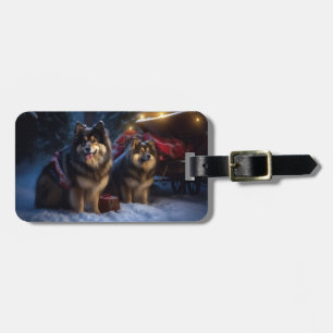 Finsk Lapphund Snöig släde juldekoration Bagagebricka
