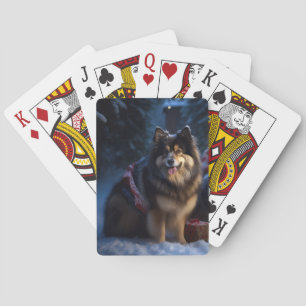 Finsk Lapphund Snöig släde juldekoration Casinokort