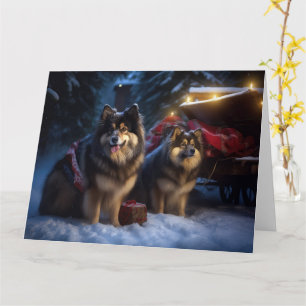 Finsk Lapphund Snöig släde juldekoration Kort