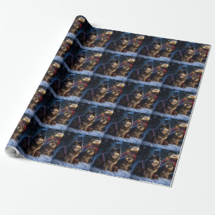 Finsk Lapphund Snöig släde juldekoration Presentpapper