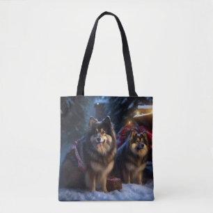 Finsk Lapphund Snöig släde juldekoration Tygkasse