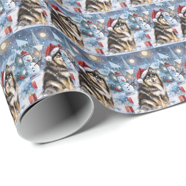 Finsk Lapphund Vinter Världens Julglädje  Presentpapper (Rullad Hörn)