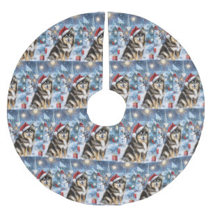 Finsk lapphund Vintervonderland Julglädje Julgransmatta Borstad Polyester