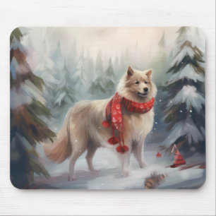 Finsk Lappund Hund i Snö Jul  Musmatta