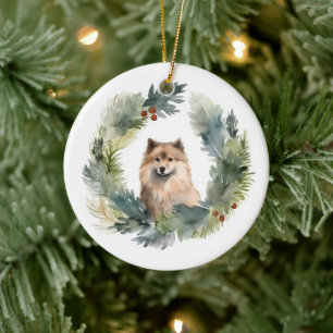 Finsk lappund jul, andningsfixerande Valp Julgransprydnad Keramik