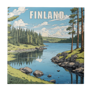 Finsk naturillustration kakelplatta