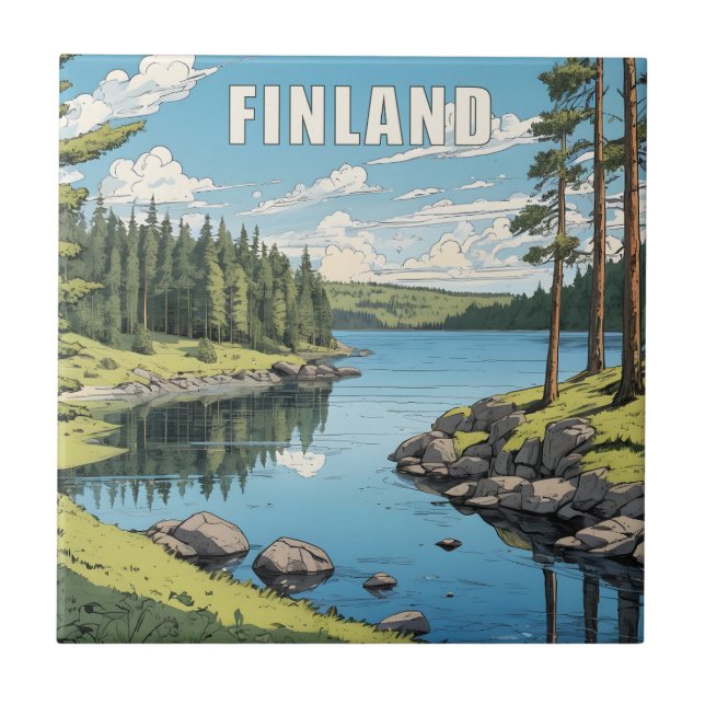 Finsk naturillustration kakelplatta (Framsidan)