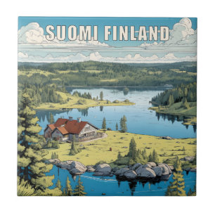 Finsk naturillustration kakelplatta