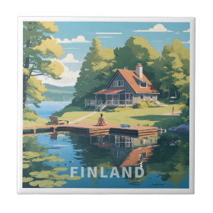 Finsk naturillustration kakelplatta