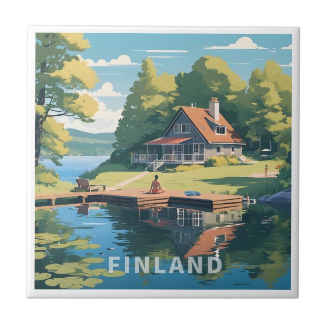 Finsk naturillustration kakelplatta (Framsidan)
