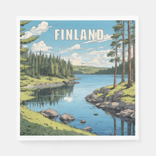 Finsk naturillustration pappersservett