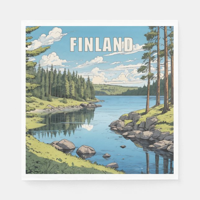 Finsk naturillustration pappersservett (Framsidan)