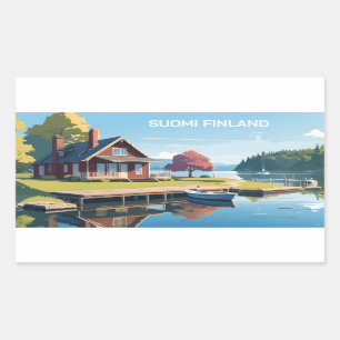 Finsk naturillustration rektangulärt klistermärke