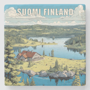 Finsk naturillustration stenunderlägg