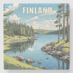 Finsk naturillustration stenunderlägg