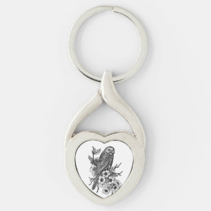 Finsk på körsbär gren twisted heart silverfärgad nyckelring