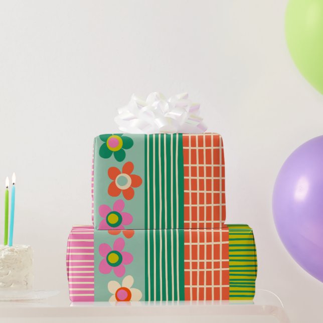 Finsk patchwork Cheerful Flower Rand Mönster Presentpapper (Festgåvor)