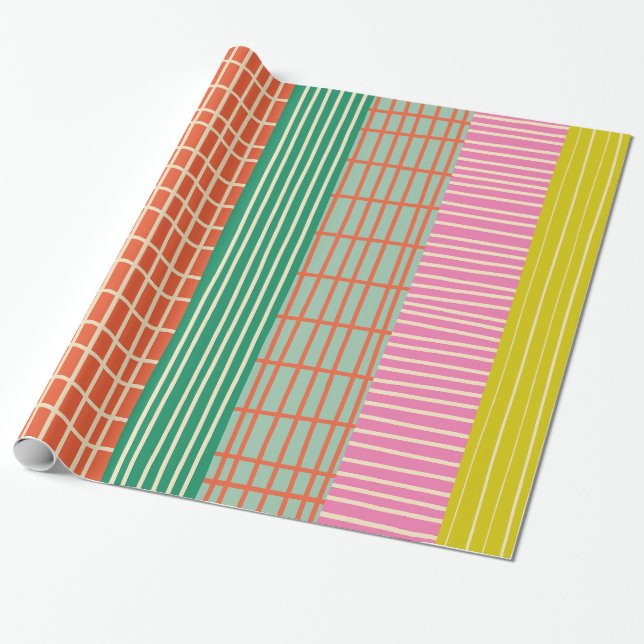 Finsk Patchwork Rand Colorful Mönster Presentpapper (Utrullad)