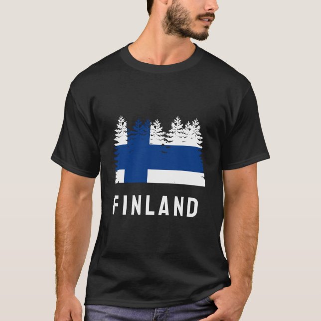 Finsk Skogsflagga Finland T Shirt (Framsida)