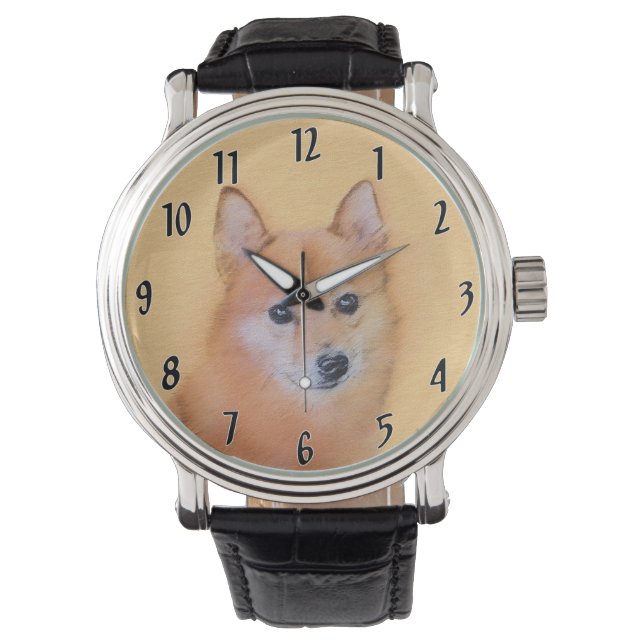 Finsk slitz-målning - Cute Original Hund Art Armbandsur (Framsida)