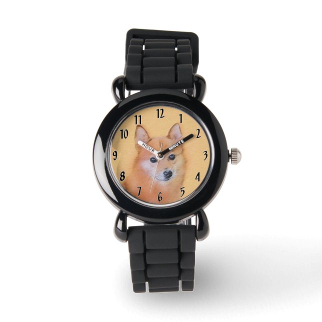 Finsk slitz-målning - Cute Original Hund Art Armbandsur (Framsida)