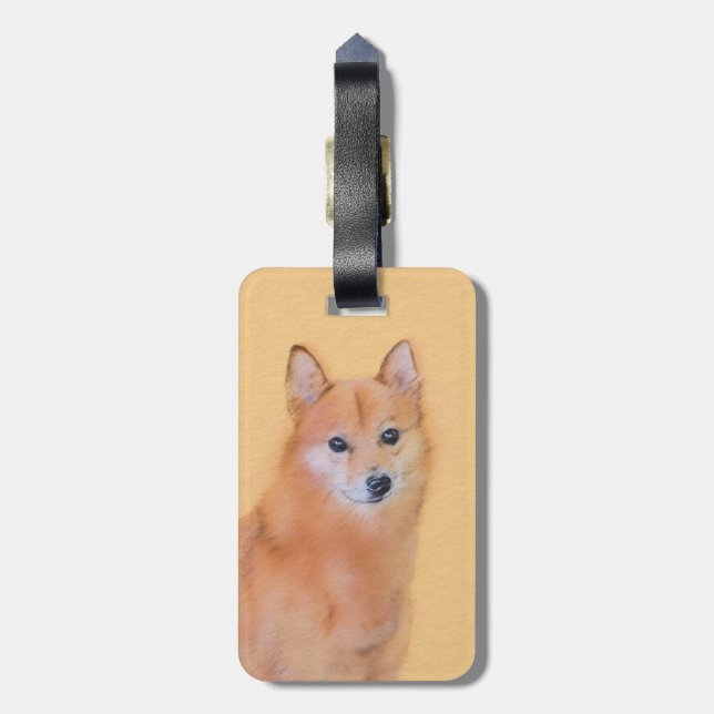 Finsk slitz-målning - Cute Original Hund Art Bagagebricka (Baksidan Lodrät)