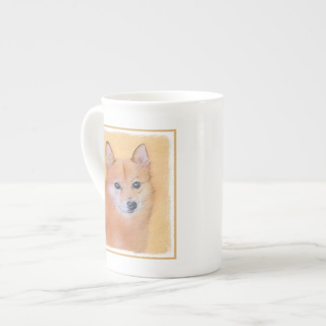 Finsk slitz-målning - Cute Original Hund Art Benporslin Mugg (Framsida vänster)