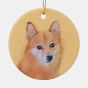 Finsk slitz-målning - Cute Original Hund Art Julgransprydnad Keramik