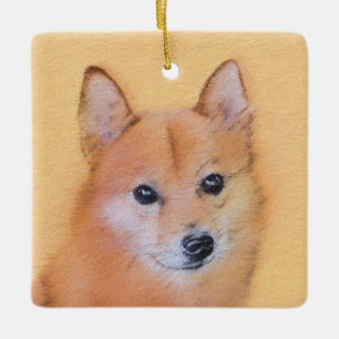 Finsk slitz-målning - Cute Original Hund Art Julgransprydnad Keramik