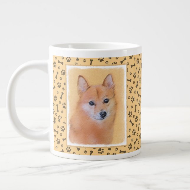 Finsk slitz-målning - Cute Original Hund Art Jumbo Mugg (Vänster)