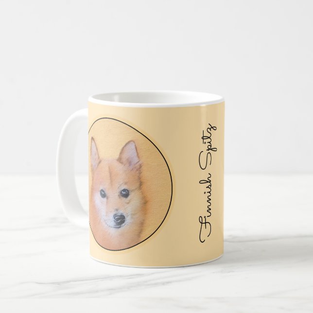 Finsk slitz-målning - Cute Original Hund Art Kaffemugg (Framsida vänster)