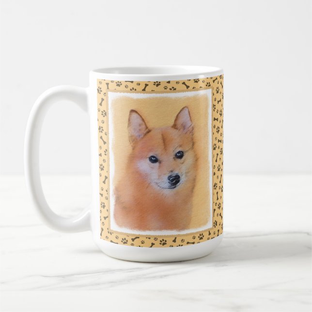 Finsk slitz-målning - Cute Original Hund Art Kaffemugg (Vänster)