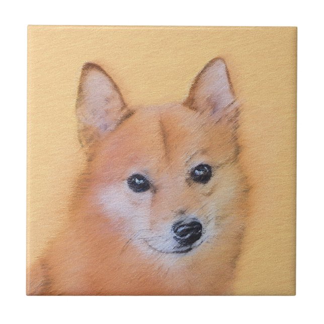 Finsk slitz-målning - Cute Original Hund Art Kakelplatta (Framsidan)