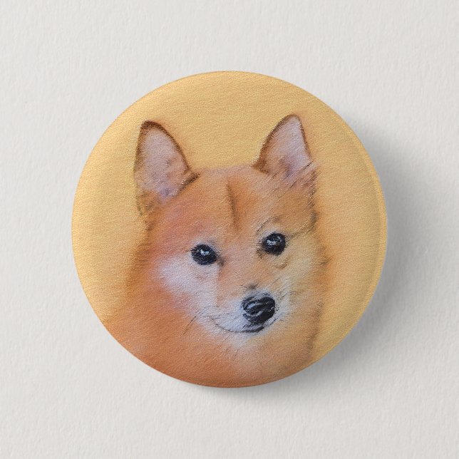Finsk slitz-målning - Cute Original Hund Art Knapp (Framsida)