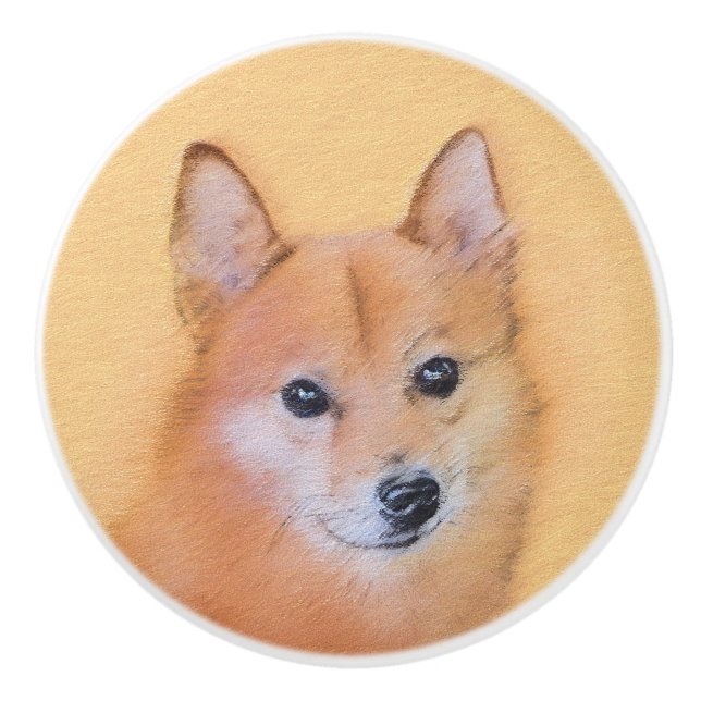 Finsk slitz-målning - Cute Original Hund Art Knopp (Framsidan)