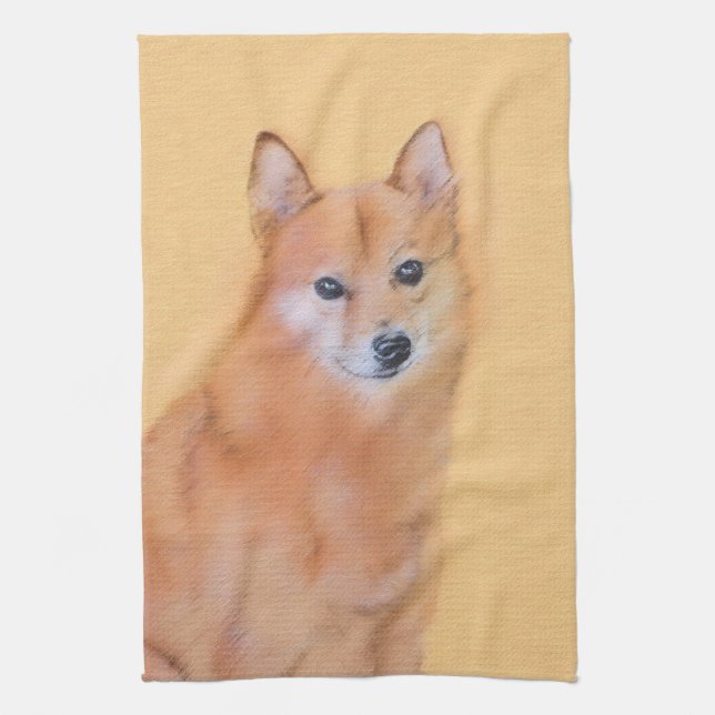 Finsk slitz-målning - Cute Original Hund Art Kökshandduk (Vertikal)