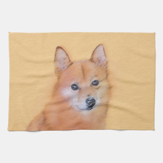 Finsk slitz-målning - Cute Original Hund Art Kökshandduk (Horisontell)
