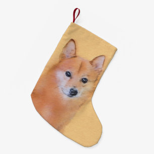 Finsk slitz-målning - Cute Original Hund Art Liten Julstrumpa