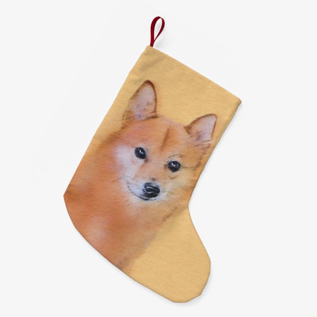 Finsk slitz-målning - Cute Original Hund Art Liten Julstrumpa (Framsidan (Hängande))