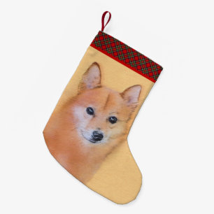 Finsk slitz-målning - Cute Original Hund Art Liten Julstrumpa