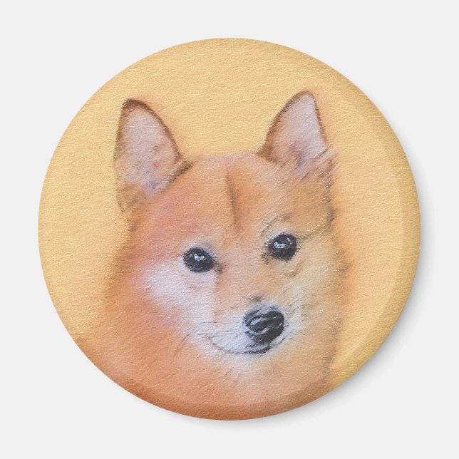 Finsk slitz-målning - Cute Original Hund Art Magnet (Framsidan)