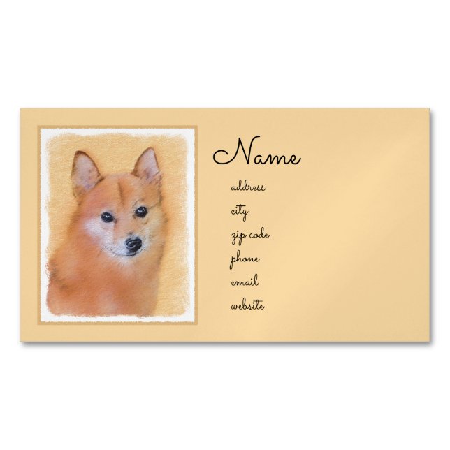 Finsk slitz-målning - Cute Original Hund Art Magnetiska Visitkort (Framsida)