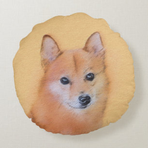 Finsk slitz-målning - Cute Original Hund Art Rund Kudde