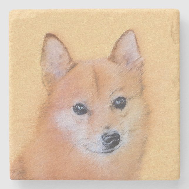 Finsk slitz-målning - Cute Original Hund Art Stenunderlägg (Framsidan)