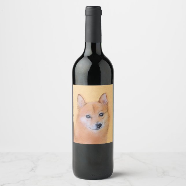 Finsk slitz-målning - Cute Original Hund Art Vinflaska Etikett (Framsida)