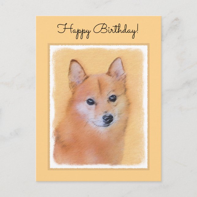Finsk slitz-målning - Cute Original Hund Art Vykort (Framsida)