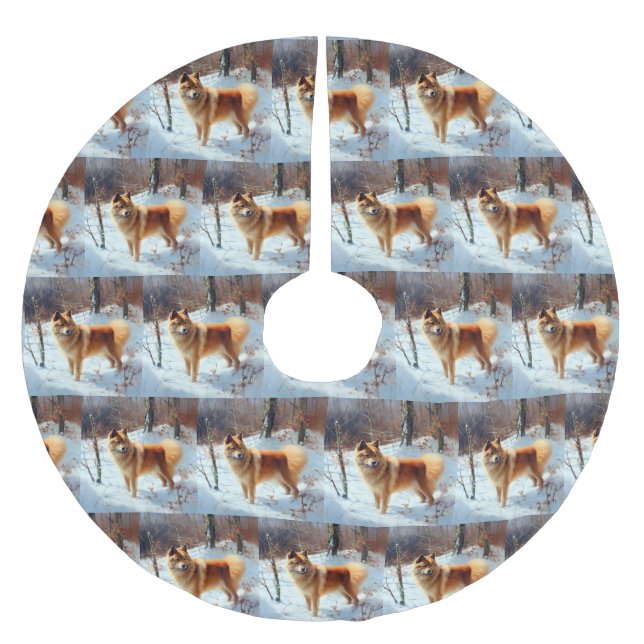 Finsk Spets Låt Det Snöa Jul  Julgransmatta Borstad Polyester (Framsidan)